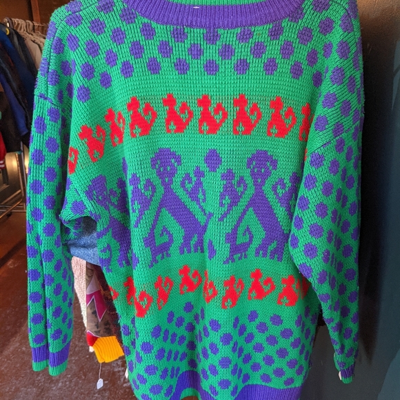 Vintage Retro Dog Pattern Sweater - Picture 3 of 4